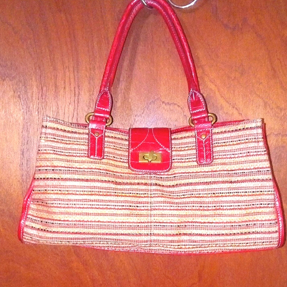 Red/Peach Tan And Brown Needlepoint Nine & Co.Women's Handbag
